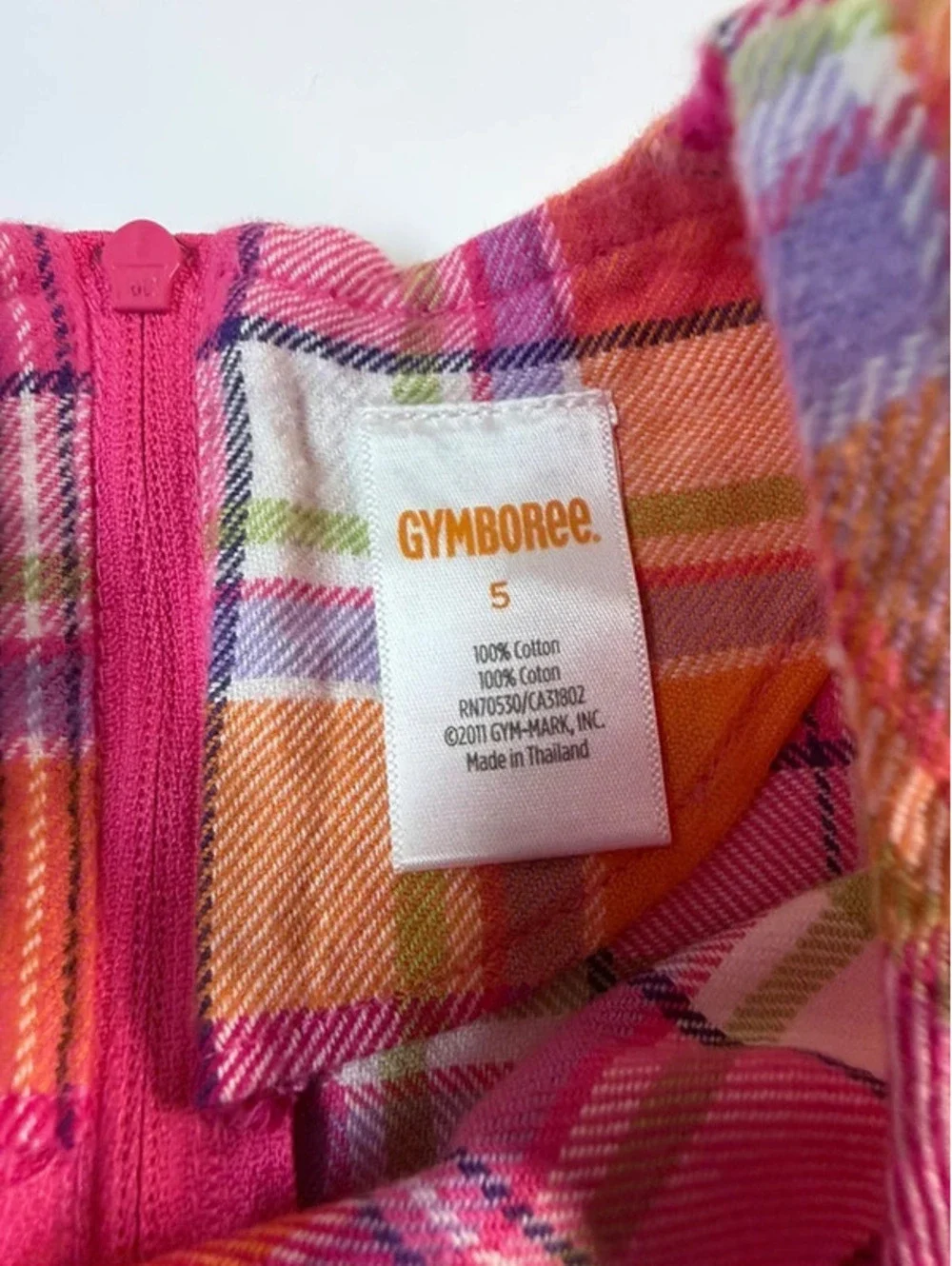 Gymboree Girls Size 5 Pink Orange Plaid Drop Waist Dress 2011